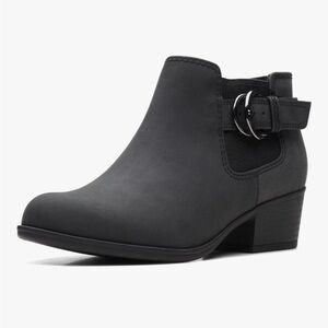 Clarks Adreena Field Leather Ankle Booties with Buckle Accent
